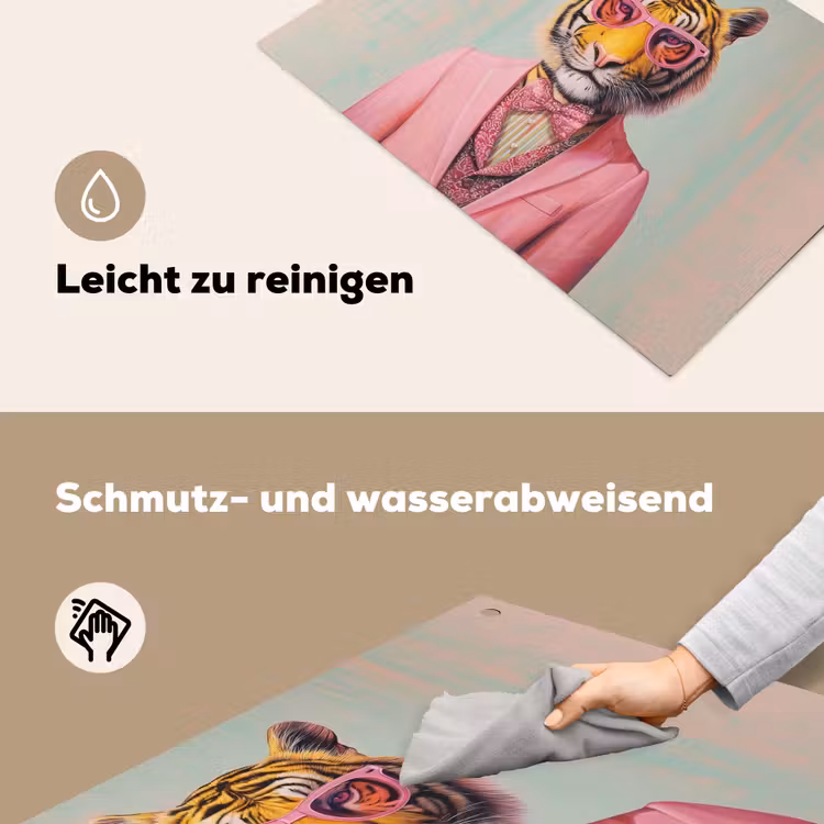 Tijger - Strik - Jasje - Roze Inductie beschemer met haakjes klein -ky-schoon-de