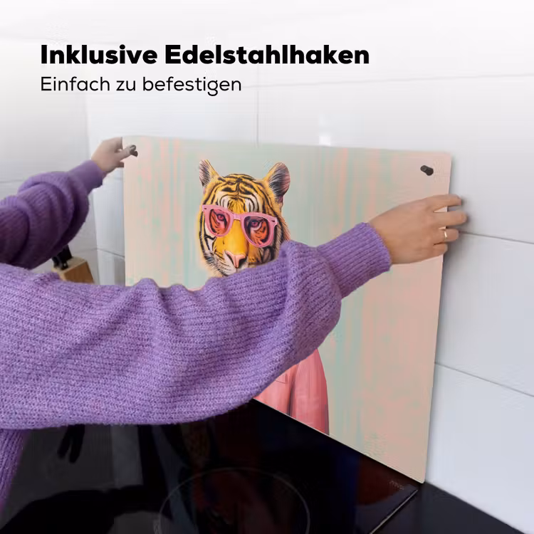 Tijger - Strik - Jasje - Roze Inductie beschemer met haakjes klein -ky-ophangen-de