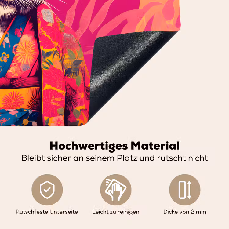 Tijger - Kimono - Planten - Roze Inductie beschemer met haakjes klein -ky-onderkant-de