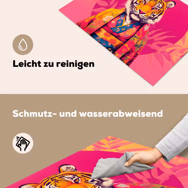 Tijger - Kimono - Planten - Roze Inductie beschemer met haakjes klein -ky-schoon-de