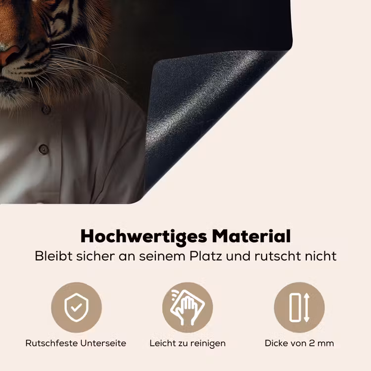 Tijger - Kokskleding - Bruin Inductie beschemer met haakjes klein -ky-onderkant-de