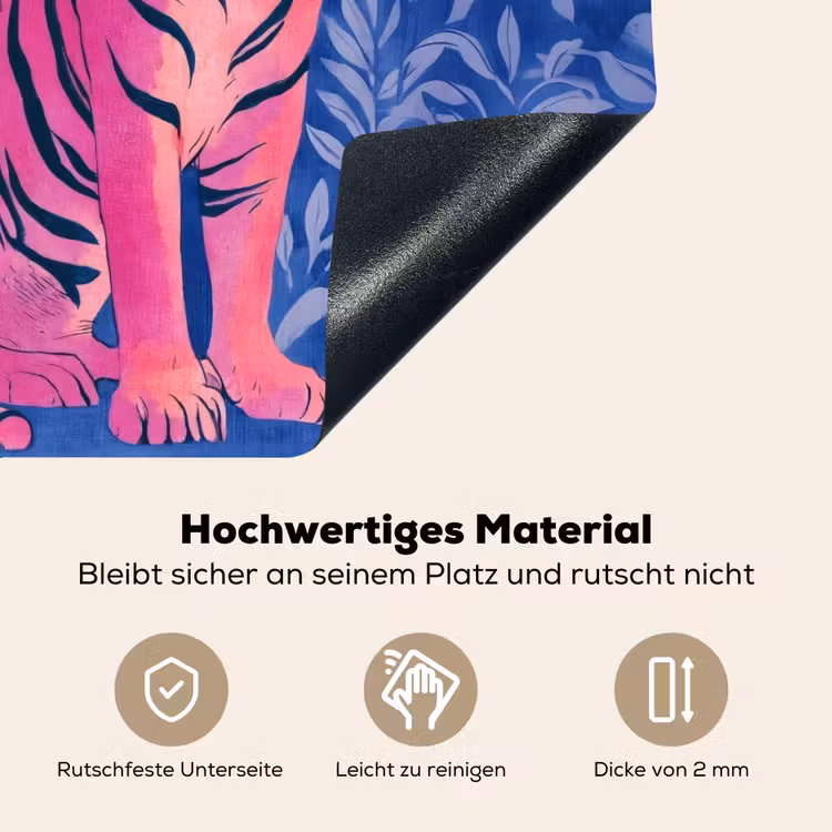 Tijger - Roze - Bladeren - Jungle Inductie beschemer met haakjes middel -ky-onderkant-de