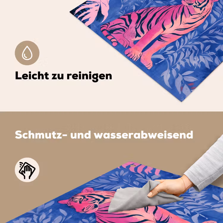 Tijger - Roze - Bladeren - Jungle Inductie beschemer met haakjes middel -ky-schoon-de