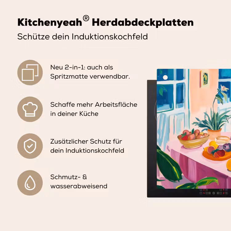 Tafel - Wijn - Fruit Inductie beschemer met haakjes klein -ky-usp-de