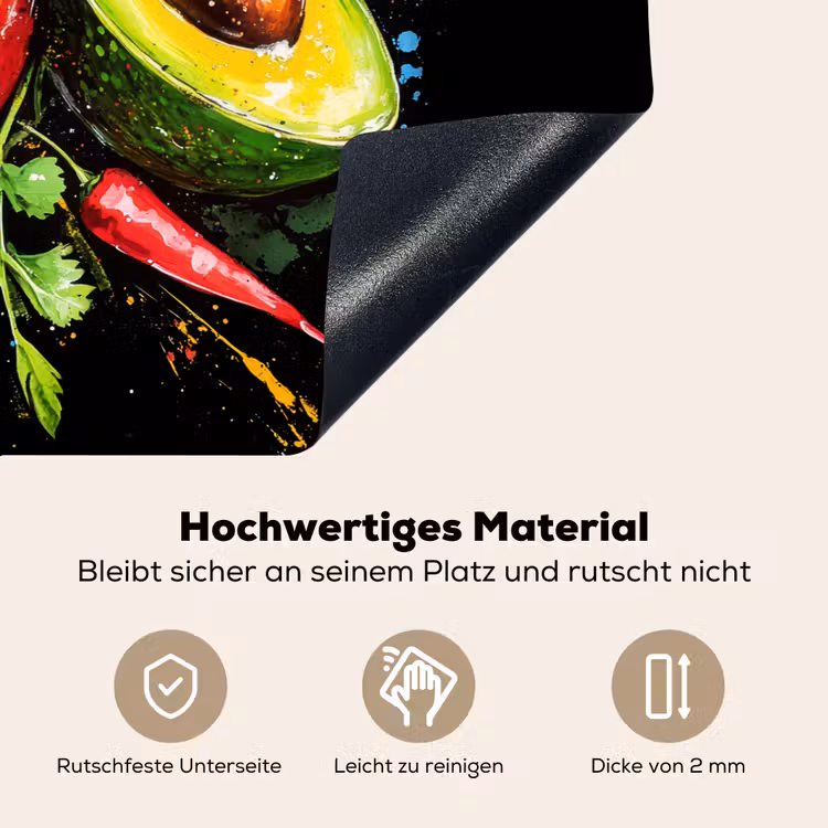Tomaat - Avocado - Peper - Graffiti - Verf - Modern Inductie beschemer met haakjes klein -ky-onderkant-de