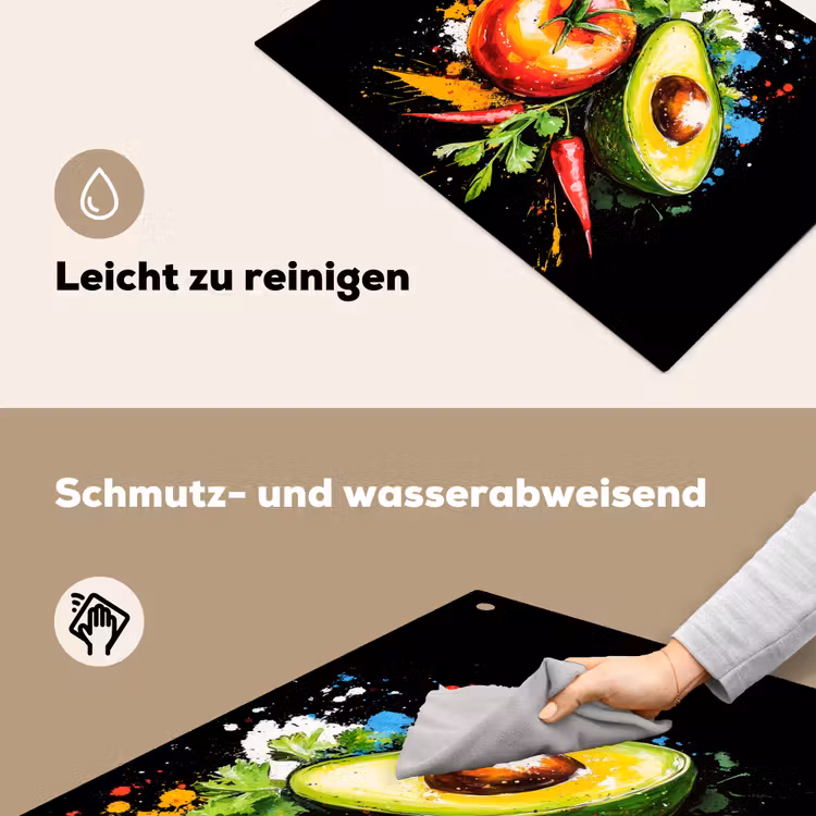 Tomaat - Avocado - Peper - Graffiti - Verf - Modern Inductie beschemer met haakjes klein -ky-schoon-de