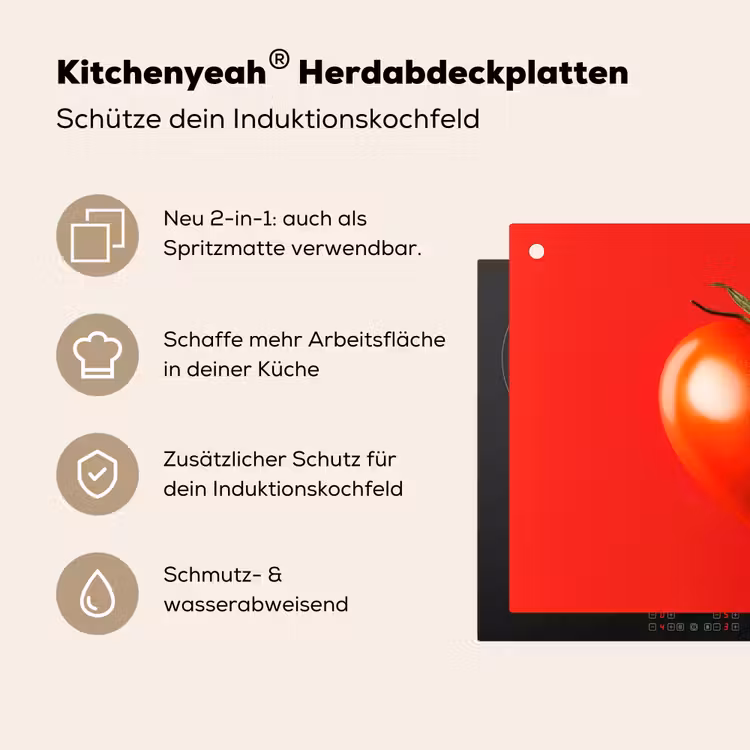 Tomaat - Rood - Hart Inductie beschemer met haakjes klein -ky-usp-de