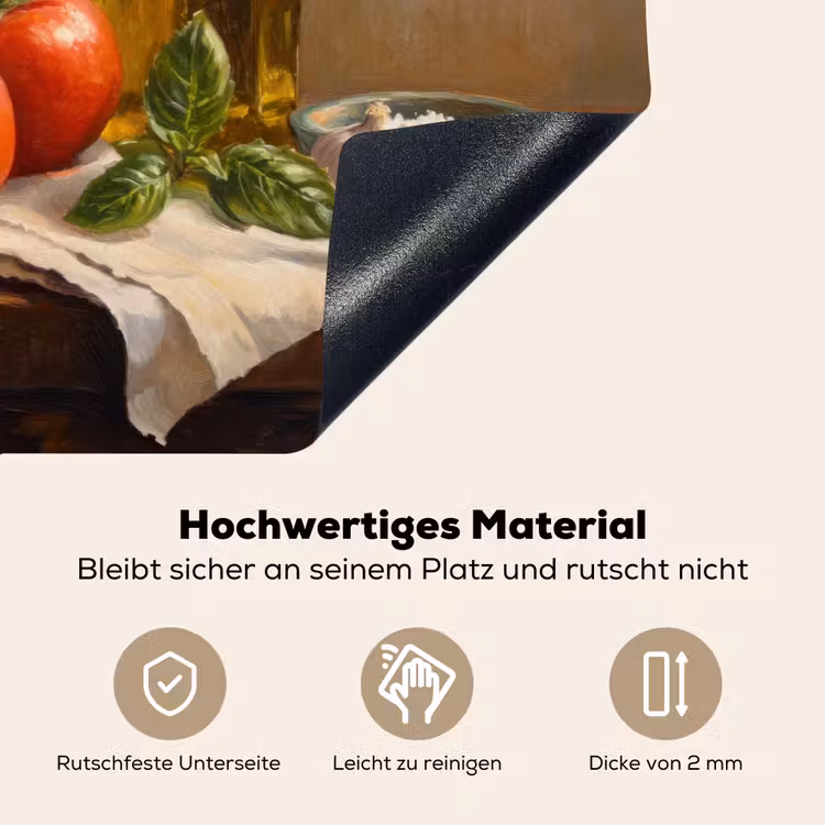 Tomaten - Olijfolie - Stilleven Inductie beschemer met haakjes klein -ky-onderkant-de
