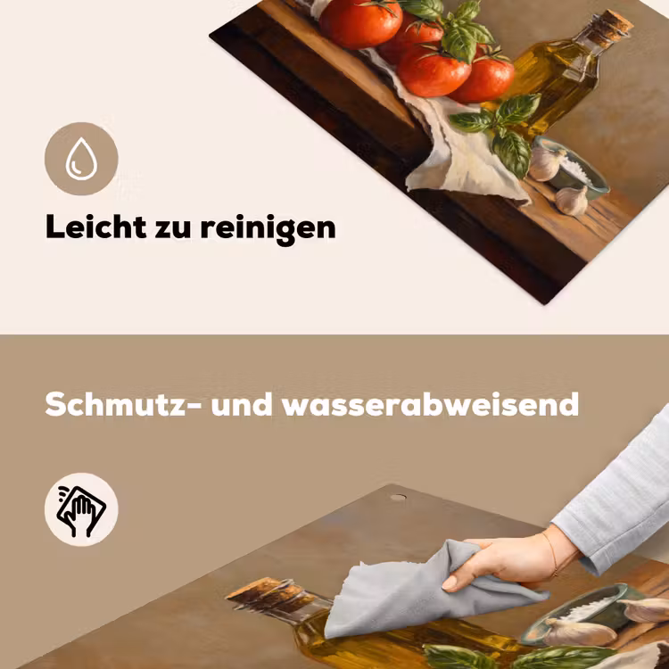 Tomaten - Olijfolie - Stilleven Inductie beschemer met haakjes klein -ky-schoon-de