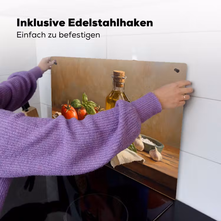 Tomaten - Olijfolie - Stilleven Inductie beschemer met haakjes klein -ky-ophangen-de