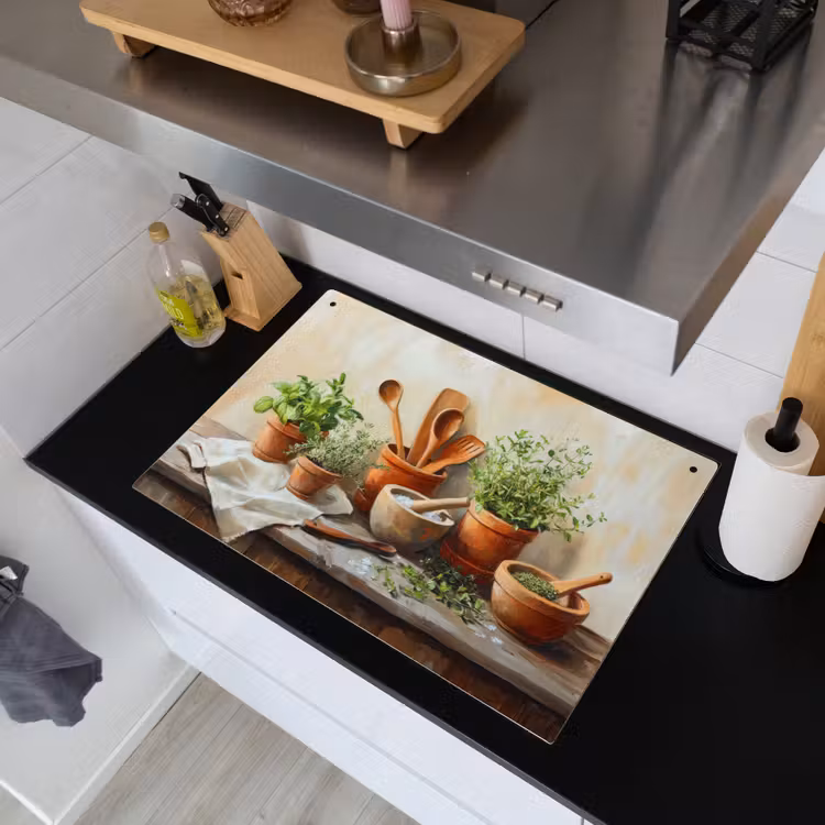 Potten - Kruiden - Hout Inductie beschemer met haakjes klein -sfeer1