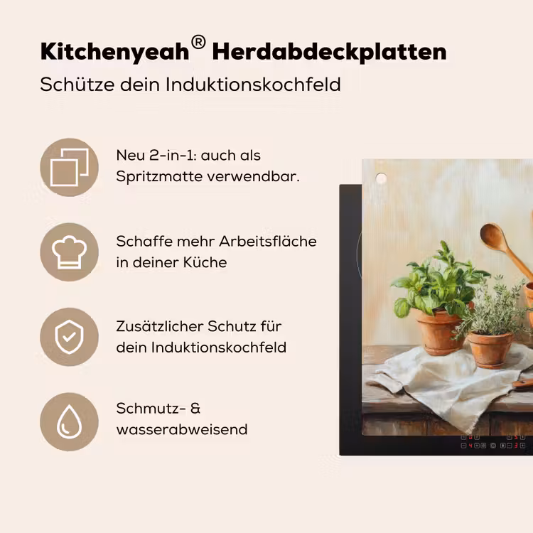 Potten - Kruiden - Hout Inductie beschemer met haakjes klein -ky-usp-de