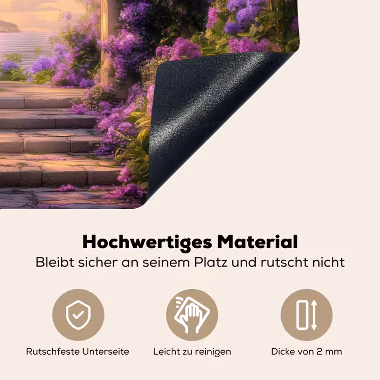 Poort - Paars - Bloemen Inductie beschemer met haakjes klein -ky-onderkant-de