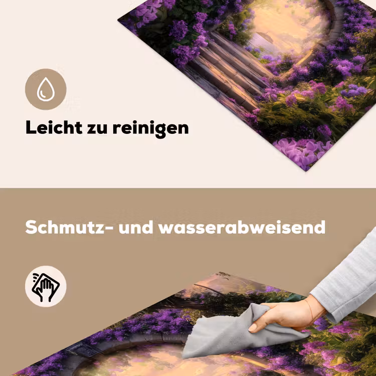 Poort - Paars - Bloemen Inductie beschemer met haakjes klein -ky-schoon-de