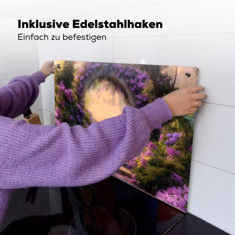 Poort - Paars - Bloemen Inductie beschemer met haakjes klein -ky-ophangen-de