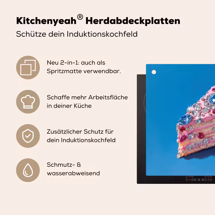 Taart - Edelstenen - Glitters - Roze Inductie beschemer met haakjes middel -ky-usp-de