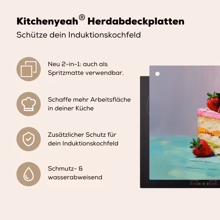 Taartje - Aardbeien - Glazuur - Kleurrijk Inductie beschemer met haakjes middel -ky-usp-de