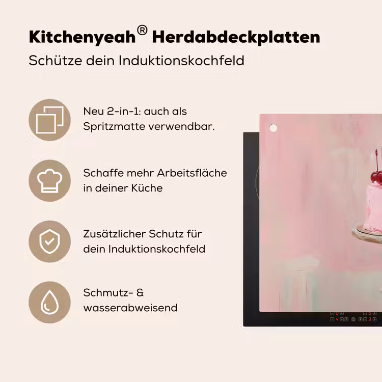Taart - Pink - Cherry Inductie beschemer met haakjes klein -ky-usp-de
