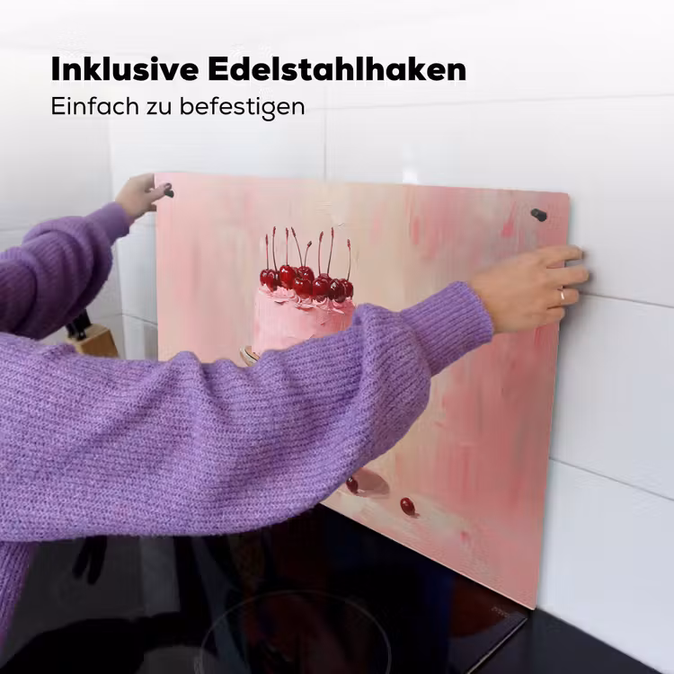 Taart - Pink - Cherry Inductie beschemer met haakjes klein -ky-ophangen-de