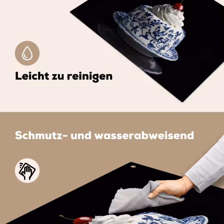 Taart - Slagroom - Kers - Bord - Delfts blauw Inductie beschemer met haakjes klein -ky-schoon-de