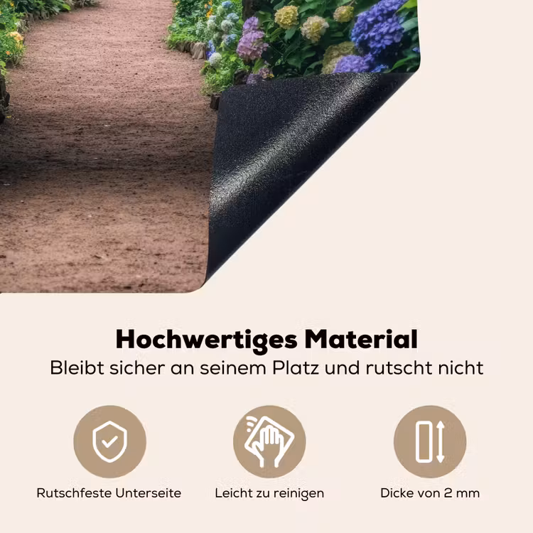 Doorkijk - Bloemen - Hortensia - Pad Inductie beschemer met haakjes middel -ky-onderkant-de