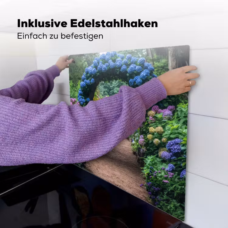 Doorkijk - Bloemen - Hortensia - Pad Inductie beschemer met haakjes middel -ky-ophangen-de