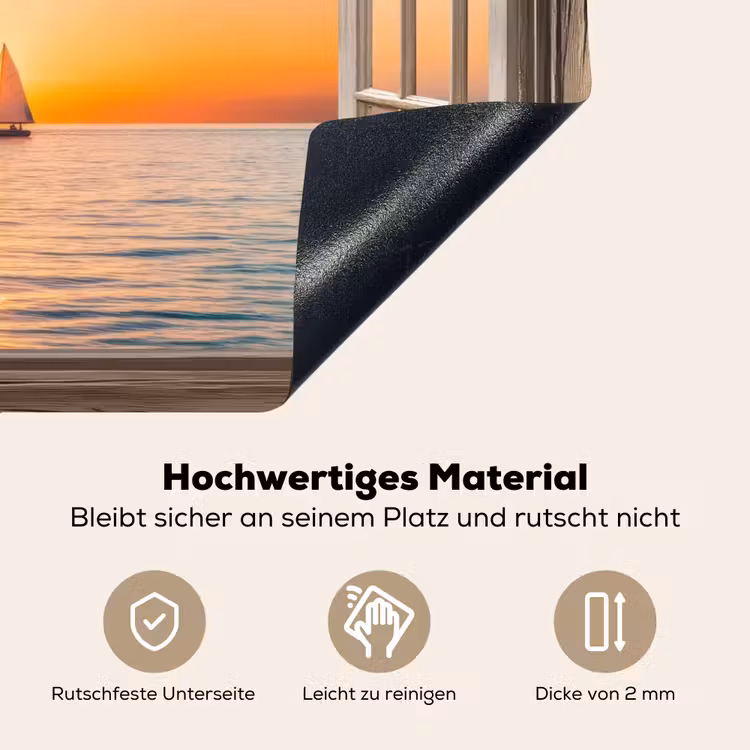 Doorkijk - Zee - Boot - Zonsondergang Inductie beschemer met haakjes klein -ky-onderkant-de