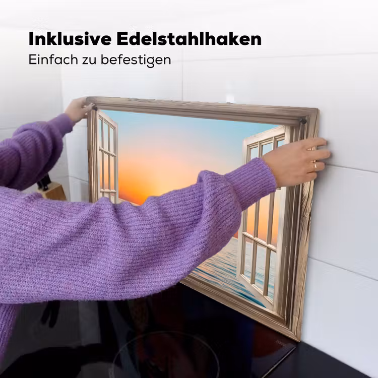 Doorkijk - Zee - Boot - Zonsondergang Inductie beschemer met haakjes klein -ky-ophangen-de