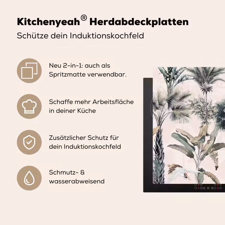 Tropisch - Bomen - Bladeren - Jungle Inductie beschemer met haakjes klein -ky-usp-de