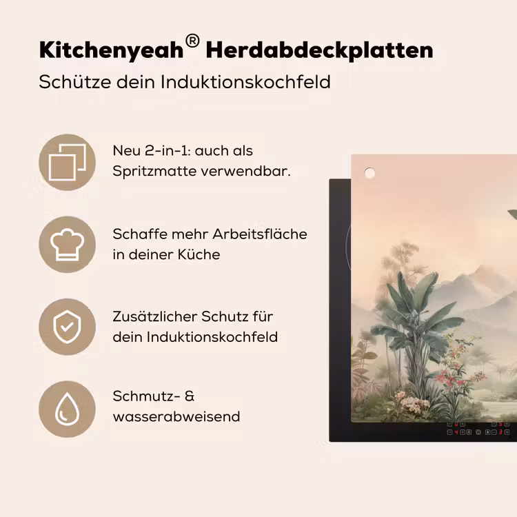 Tropisch landschap - palmbomen - Bloemen - Roze lucht Inductie beschemer met haakjes middel -ky-usp-de