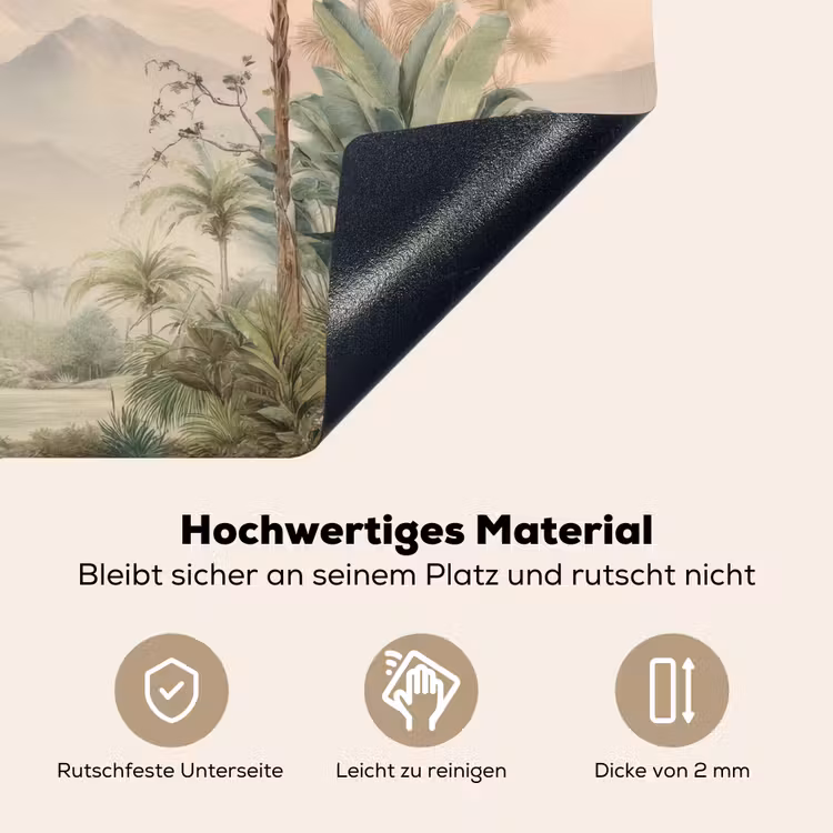 Tropisch landschap - palmbomen - Bloemen - Roze lucht Inductie beschemer met haakjes middel -ky-onderkant-de