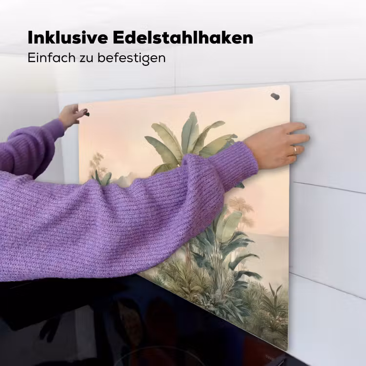 Tropisch landschap - palmbomen - Bloemen - Roze lucht Inductie beschemer met haakjes middel -ky-ophangen-de