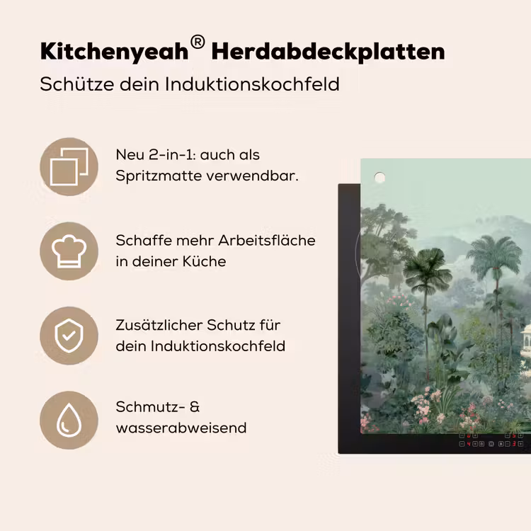Tropische tuin - Koepelgebouw - Bloemen Inductie beschemer met haakjes middel -ky-usp-de
