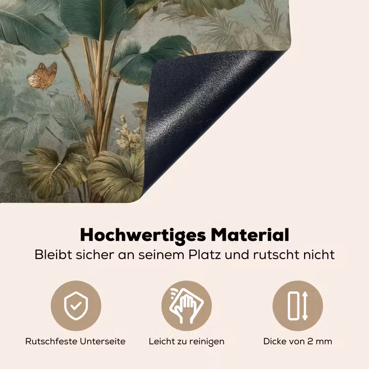 Tropisch bladerdek - Vlinders - groen - Bruin Inductie beschemer met haakjes middel -ky-onderkant-de