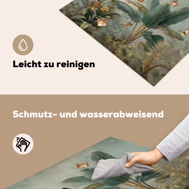 Tropisch bladerdek - Vlinders - groen - Bruin Inductie beschemer met haakjes middel -ky-schoon-de
