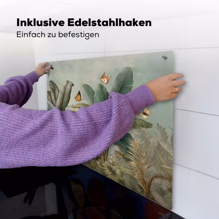 Tropisch bladerdek - Vlinders - groen - Bruin Inductie beschemer met haakjes middel -ky-ophangen-de