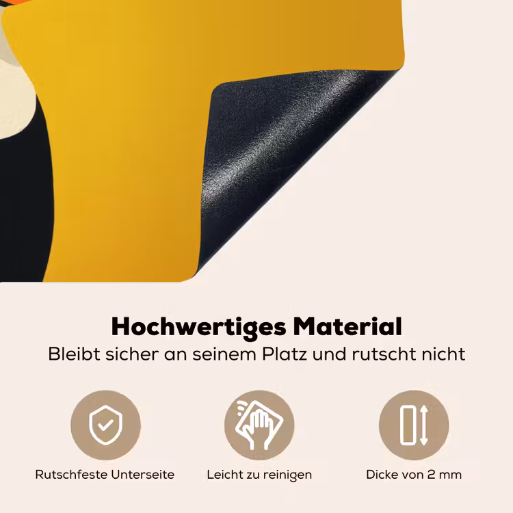 Toekan - Minimalistisch - Snavel - Oranje Inductie beschemer met haakjes klein -ky-onderkant-de