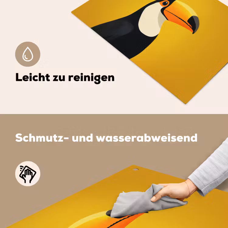 Toekan - Minimalistisch - Snavel - Oranje Inductie beschemer met haakjes klein -ky-schoon-de