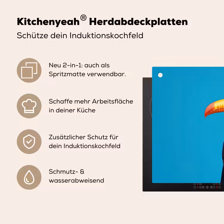 Tucan - Sokkel - Vogel - Koksmuts Inductie beschemer met haakjes klein -ky-usp-de