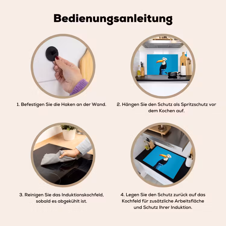 Tucan - Sokkel - Vogel - Koksmuts Inductie beschemer met haakjes klein -ky-gebruik-de