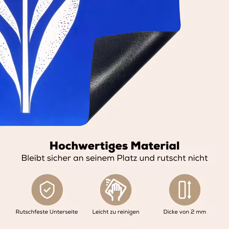 Tulp - Minimalistisch - Bladeren - Wit Inductie beschemer met haakjes middel -ky-onderkant-de