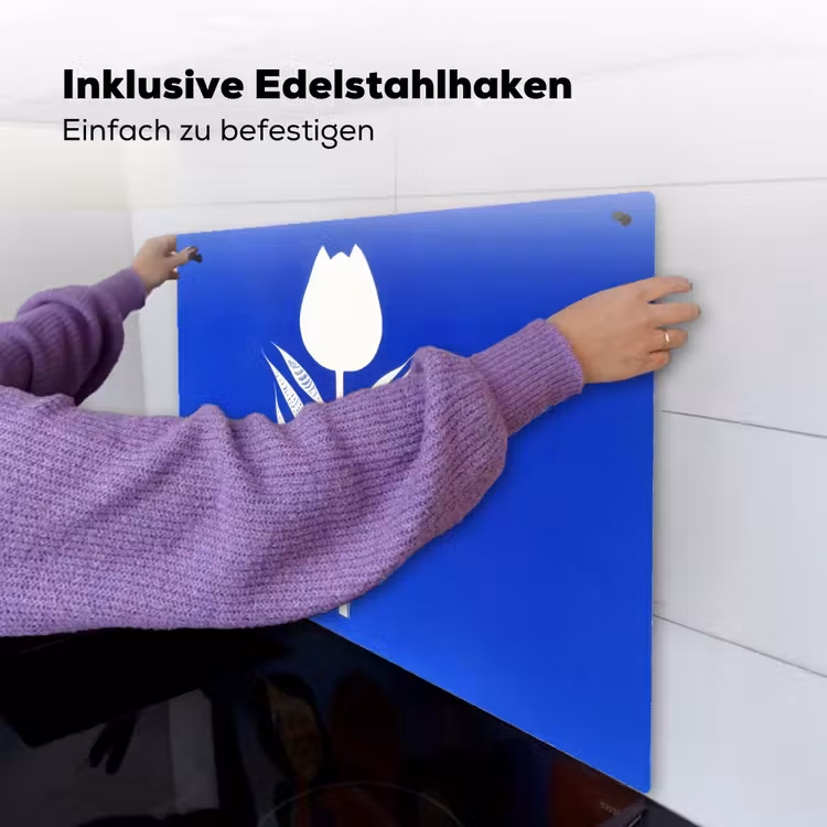 Tulp - Minimalistisch - Bladeren - Wit Inductie beschemer met haakjes middel -ky-ophangen-de