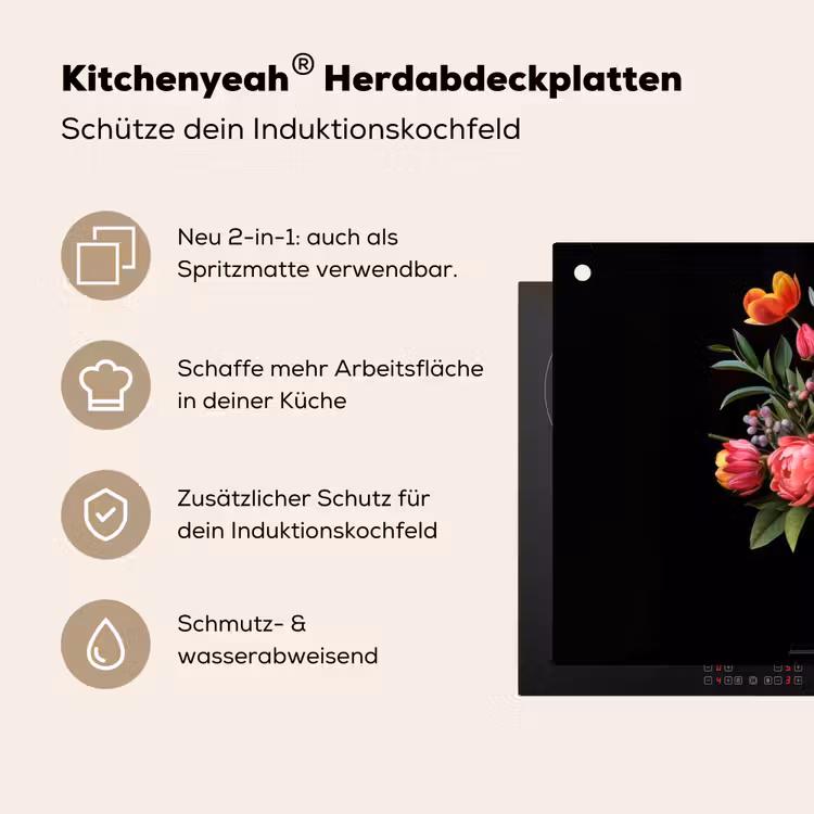 Tulpen - Bessen - Boeket - Vaas Inductie beschemer met haakjes klein -ky-usp-de