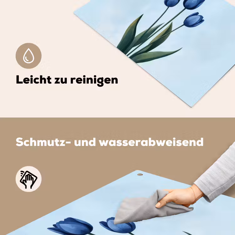 Tulpen - Blauw - Bladeren Inductie beschemer met haakjes klein -ky-schoon-de