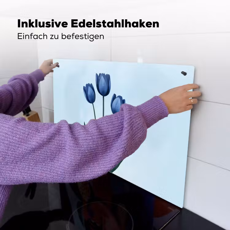 Tulpen - Blauw - Bladeren Inductie beschemer met haakjes klein -ky-ophangen-de