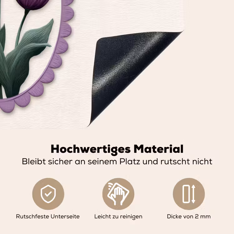 Tulpen - Paars - Lijst - Bladeren Inductie beschemer met haakjes klein -ky-onderkant-de