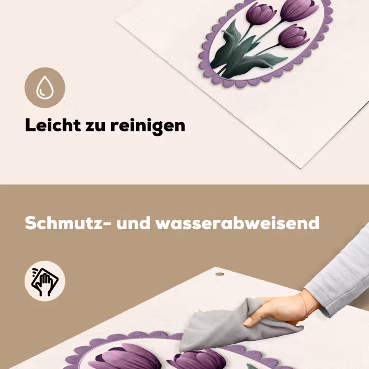 Tulpen - Paars - Lijst - Bladeren Inductie beschemer met haakjes klein -ky-schoon-de