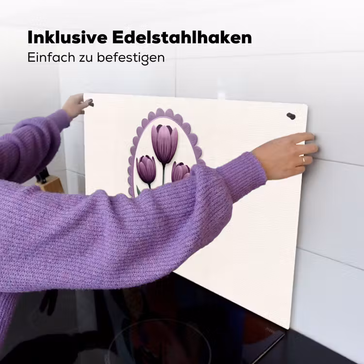 Tulpen - Paars - Lijst - Bladeren Inductie beschemer met haakjes klein -ky-ophangen-de
