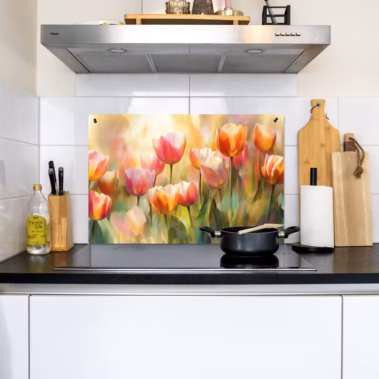 Tulpen - Sprookjesachtig - Kleurrijk Inductie beschemer met haakjes klein -sfeer2