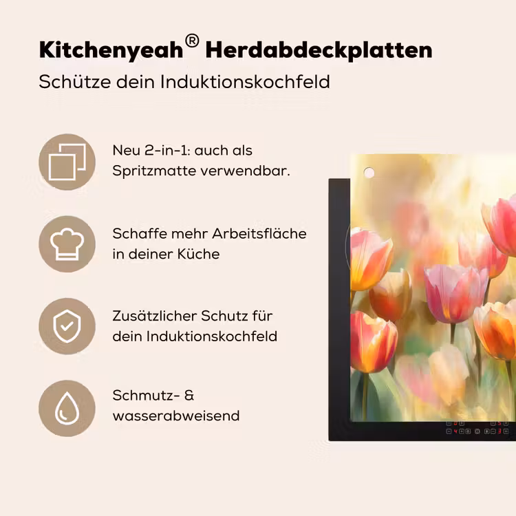 Tulpen - Sprookjesachtig - Kleurrijk Inductie beschemer met haakjes klein -ky-usp-de